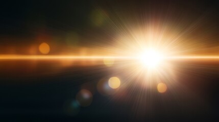 Obraz premium Bright Radiant Sunbeam Emerging from Dark Background With Glimmers