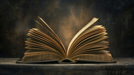 An open book with flipping pages