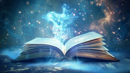 An open book with flipping pages