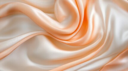 Obraz premium Elegant Peachy Cream Silk Fabric Texture. A Delicate Gradient Design