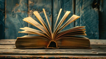 An open book with flipping pages