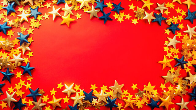 abstract background with stars, Sparkling star border frame repeat pattern. Ideal for New Year's Eve celebrations, holiday invites, or magical party decor. Surface pattern design