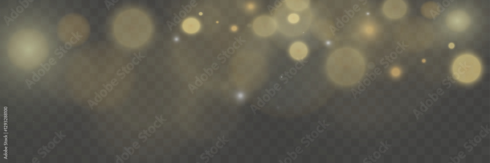 Aufkleber bokeh background with soft golden light orbs on a transparent grid, ideal for overlays and graphic d