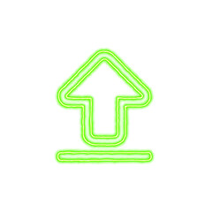 Icon arrow from bottom from the flow of energy of green color. Shimmering neon