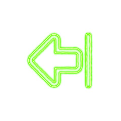 Icon arrow from right from the flow of energy of green color. Shimmering neon