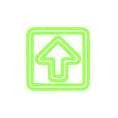 Obraz premium Icon arrow square up from the flow of energy of green color. Shimmering neon