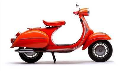 Retro Orange Scooter: Isolated on White 