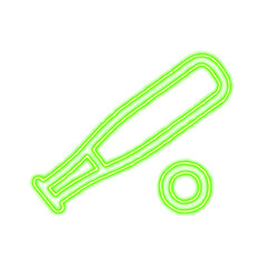 Obraz premium Icon baseball from the flow of energy of green color. Shimmering neon