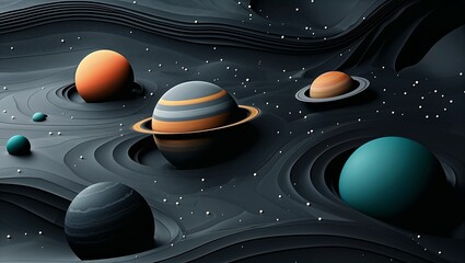 Fototapeta premium A stylized, abstract representation of a solar system 02