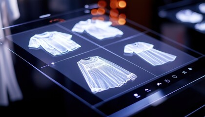 Holographic Clothing Display on Touchscreen in Dark Room