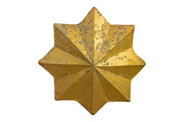 Octagonal Golden Star Ornament with Textured Vintage Surface