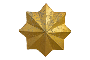 Octagonal Golden Star Ornament with Textured Vintage Surface