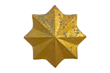 Octagonal Golden Star Ornament with Textured Vintage Surface