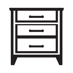 Black and White Dresser Silhouette Icon, Wardrobe Dresser Silhouette Vector, Simple Bedroom Dresser Silhouette, Outline of a Bedroom Dresser, Minimalist Dresser Cabinet Line Drawing.
