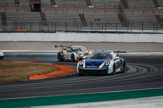 Porsche 911 GT3 Cup on the track go fast