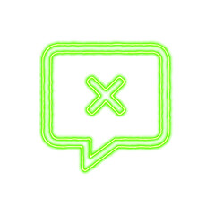 Icon comment times from the flow of energy of green color. Shimmering neon