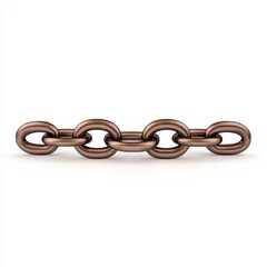 Obraz premium A simple, metallic copper chain with interlinked oval links arranged horizontally against a white background.