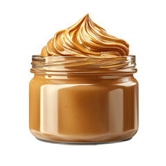 Delicious Creamy Peanut Butter in Jar Sweet food rich snack isolated on transparent background