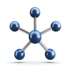 Fototapeta premium A 3D representation of a molecular structure, featuring blue spheres connected by metallic rods, symbolizing chemical bonds and molecular interactions.