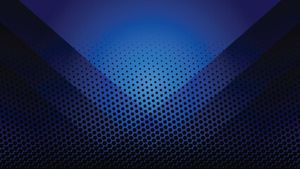 Abstract creative glowing light and shade with halftone dot screen on gradient dark blue background. Vector illustration.
