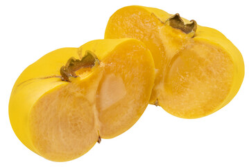 Gold apple fruit or Diospyros decandra, a tropical fruit plant with a beautiful yellow color and a strong elegant aroma isolate on white background PNG File.