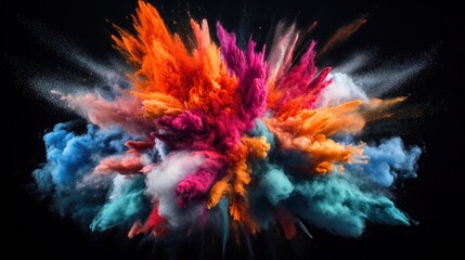 Fototapeta premium Vibrant Explosion of Colorful Powder Against Dark Background