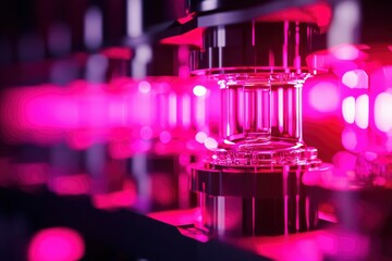 Glass Jar Manufacturing Process in Factory with Pink Light