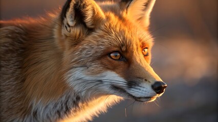 Fototapeta premium Majestic Red Fox Portrait in Golden Sunlight Wildlife Photography