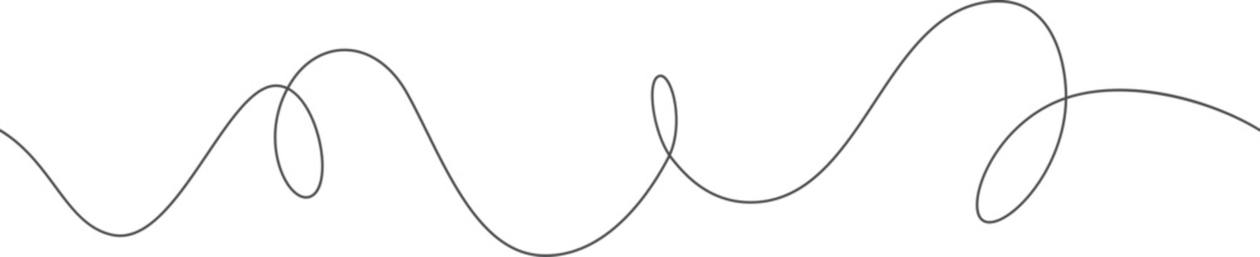 Wavy line with flowing curves. Seamless pattern of continuous wavy lines. Undulating abstract background. Curved single line.