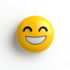 Fototapeta premium A cheerful yellow emoji with a broad smile, conveying happiness and positivity.