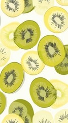 Fototapeta premium Kiwi Fruit Slices Pattern - Fresh and Vibrant Fruit Design