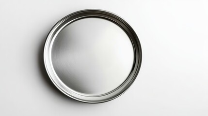 Silver Tray Mockup: Round Metal Dish on White 