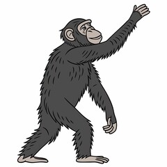 Obraz premium Chimpanzee waving with a friendly gesture on a plain background