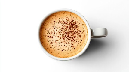 Frothy Coffee Cup on White: Top View Mockup 