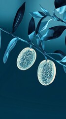 Stunning Vintage Olive Branch Print with Detailed Fruits and Leaves