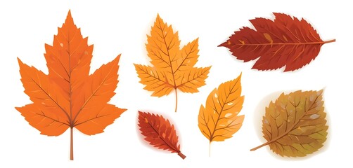 Naklejka premium set of fall autumn leaves illustration isolated in white background