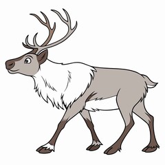 Obraz premium Reindeer walking in a cartoon style
