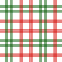 Festive red, green, and white tartan pattern with a traditional Christmas vibe. Perfect for holiday wrapping paper, greeting cards, textiles, and winter decor. Seamless vector design.