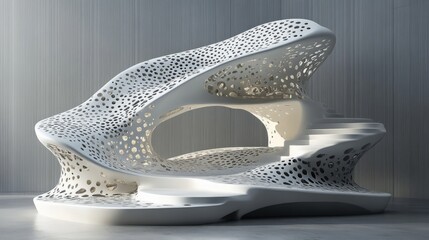 Fototapeta premium Podium made of futuristic white metal with intricate details 