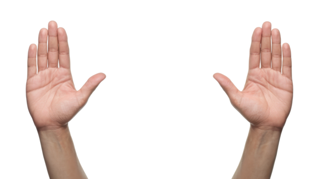 two hands raised gesture isolated on white background - Powered by Adobe