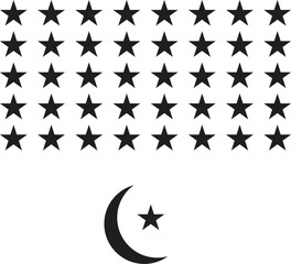 set of stars and moon silhouette vector 