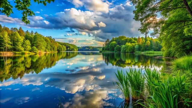 Serene Lippesee Lakeside View: Tranquil Waters & Lush Greenery