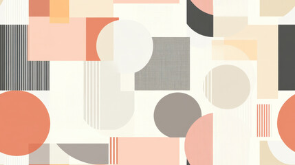 Minimalist geometric shapes in pastel hues create calming pattern
