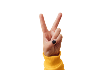 peace sign hand gesture isolated on white background