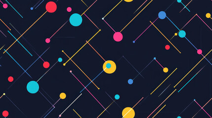 Colorful geometric pattern with intersecting lines and circles