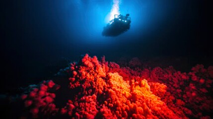 Diver explores vibrant coral reef in deep blue ocean (1)