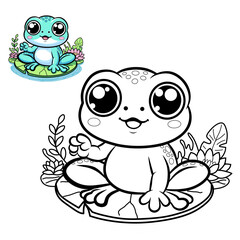 Coloring book for children (cartoon baby frog).