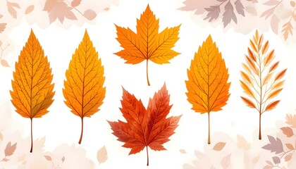 Obraz premium set of fall autumn leaves illustration isolated in white background