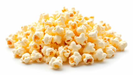 Freshly popped popcorn isolated on a white background