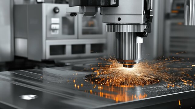 Surface Grinder in Production: Industrial Metal Processing with Sparks